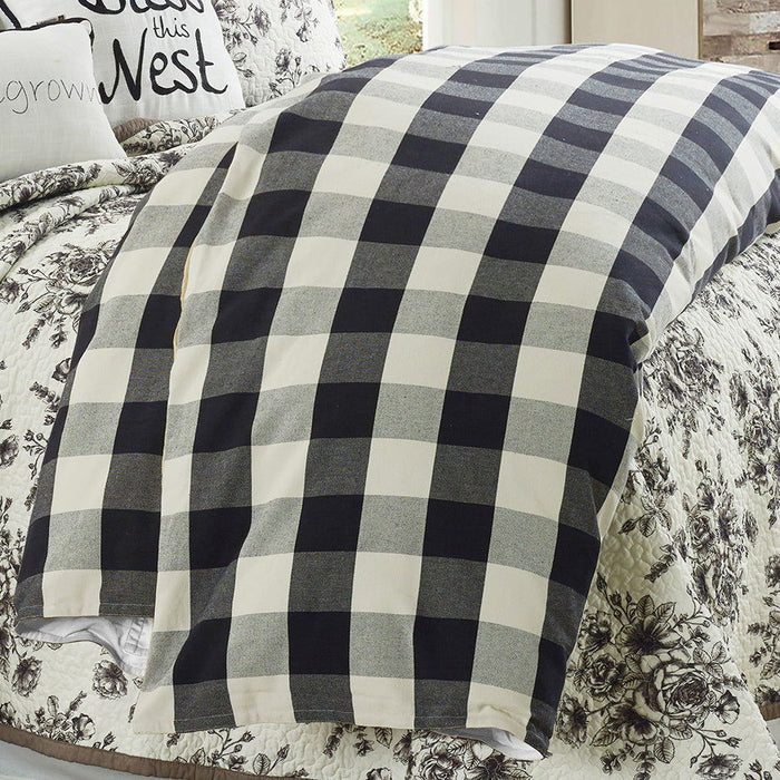 Camille - King Buffalo Check Comforter Set (Set of 3) - Black / Natural