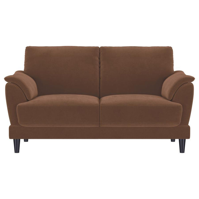 Selma - Velvet Upholstered Crescent Arm Loveseat - Rust