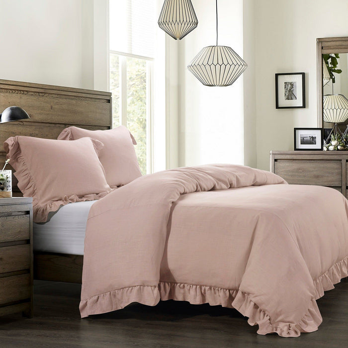 Lily - Twin Washed Linen Duvet Cover - Blush