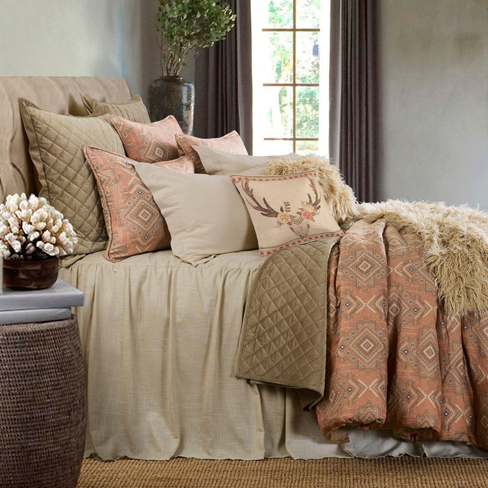 Luna - Twin Washed Linen Bedspread Set (Set of 2) - Light Tan