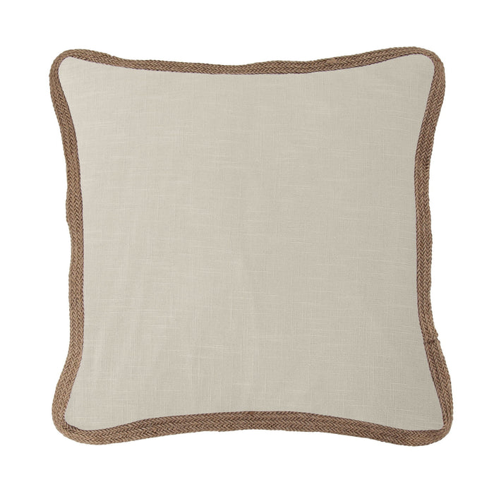 Luna - Washed Linen Jute Trimmed Euro Sham - Light Tan