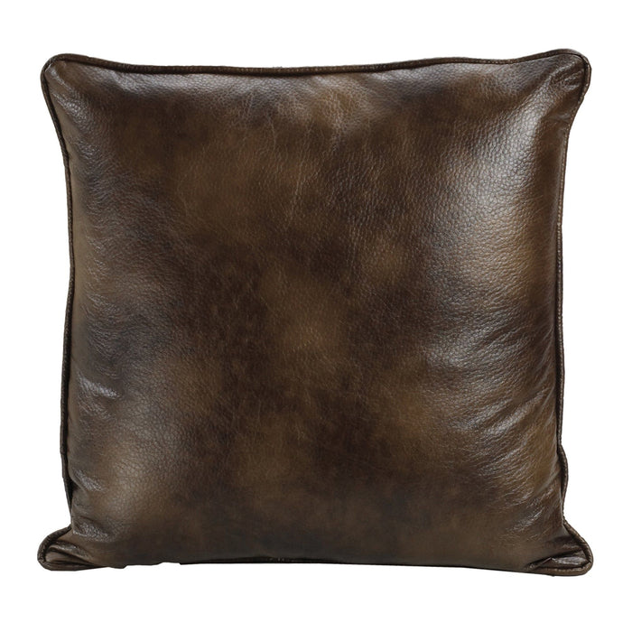 Brown Faux Leather - Reversible Euro Sham - Brown