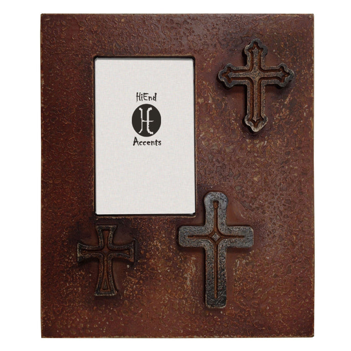 Picture Frame - 4" x 6" Distressed 3-Cross Picture Frame 4 Per Carton - Red