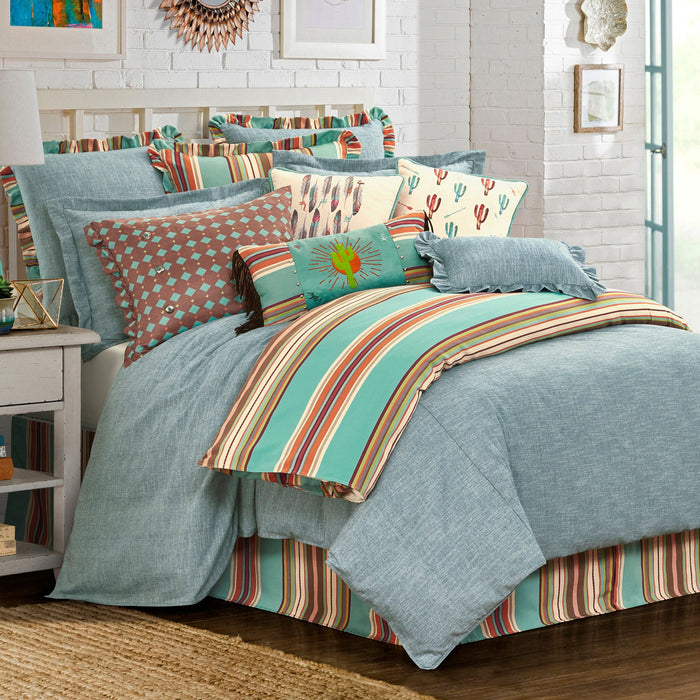 Chambray - Full Comforter Set (Set of 3) - Blue / Turquoise