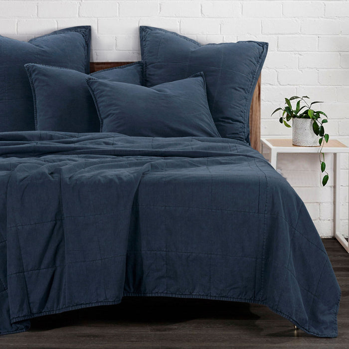 Cotton Canvas - Full/Queen Stonewashed Coverlet Set (Set of 3) - Denim