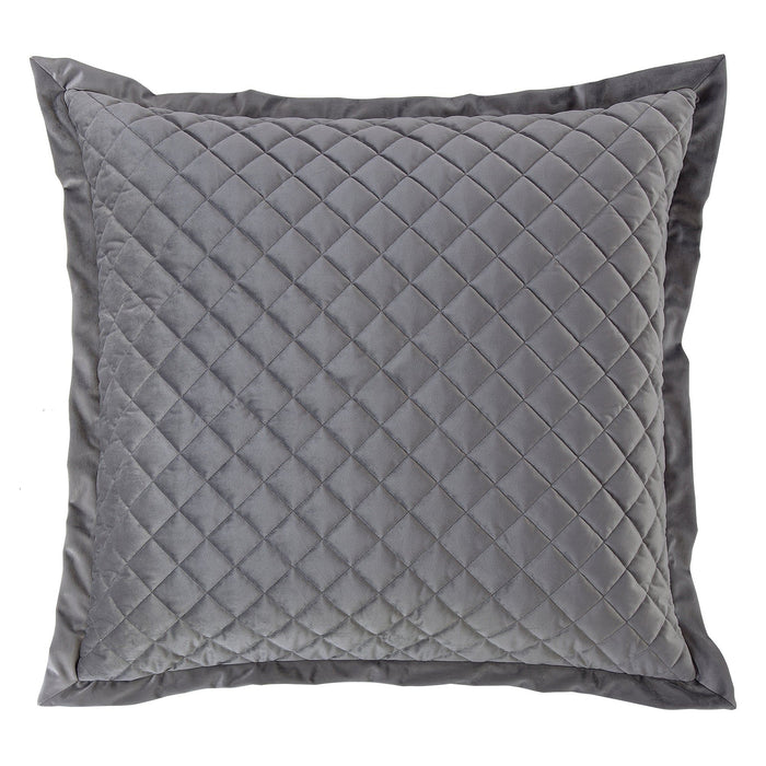 Velvet Diamond - Quilted Euro Sham - Gray