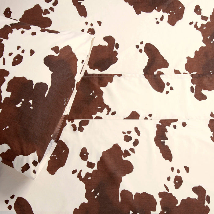 Elsa Cowhide - Twin 200TC Cotton Cowhide Sheet Set (Set of 3) - Chocolate