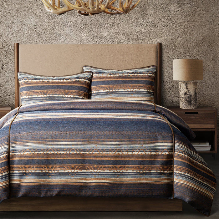 Estes - Queen Chenille Comforter Set (Set of 3) - Blue