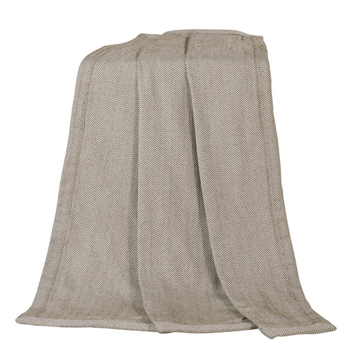 Fairfield - Herringbone Taupe Throw Blanket - Tan
