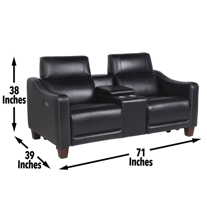 Giorno - Dual Power Console Loveseat - Black