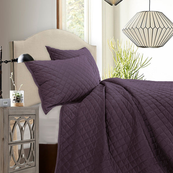 Velvet Diamond - Full/Queen Quilt Set (Set of 3) - Amethyst