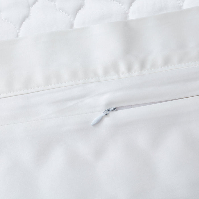 High Shine Satin - 21" x 34" Quatrefoil Quilt Pillow Sham Set (Set of 2) - White