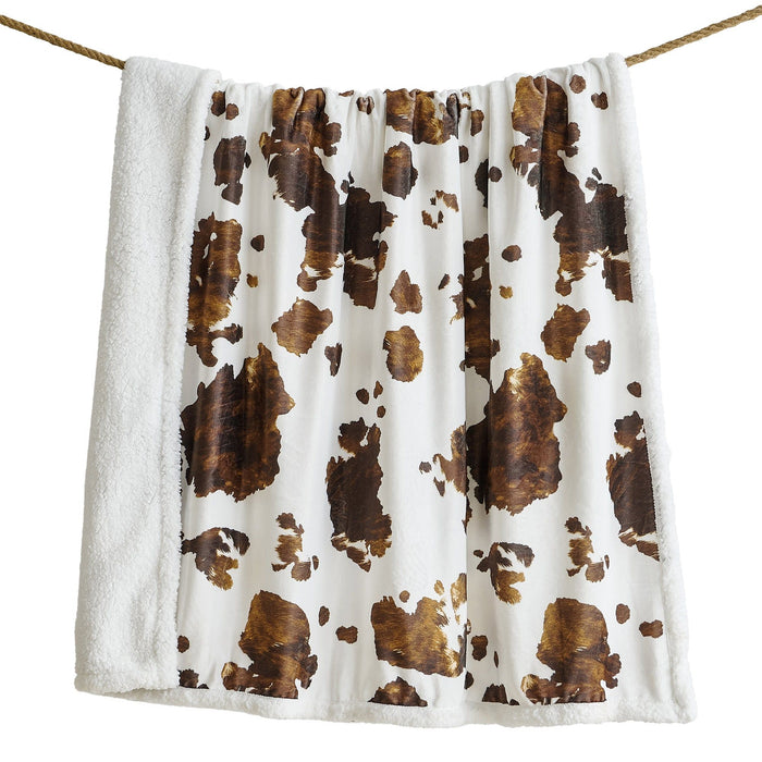 Campfire - Elsa Cowhide Campfire Sherpa Throw 6 Per Carton - Chocolate