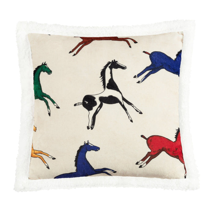 Campfire - Wild Horses Campfire Sherpa Pillow 6 Per Carton - Multi Color
