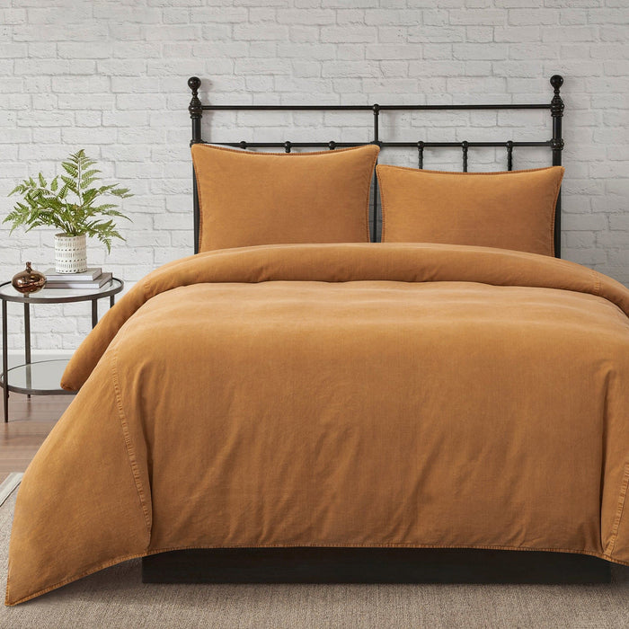 Cotton Canvas - Twin Stonewashed Duvet Cover Set (Set of 2) - Terracotta