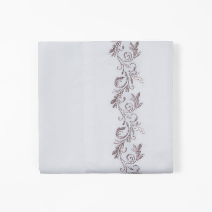 Scroll Sheet - Queen 350TC Gray Scroll Embroidered Sheet Set (Set of 4) - White