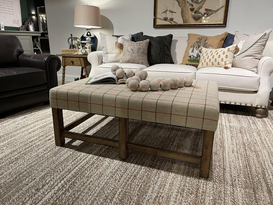 Vintage Market - Upholstered Ottoman Cocktail Table - Barnwood Oak