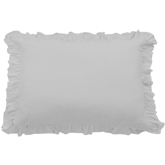 Lily - Washed Linen Ruffled Dutch Euro Pillow - Light Gray