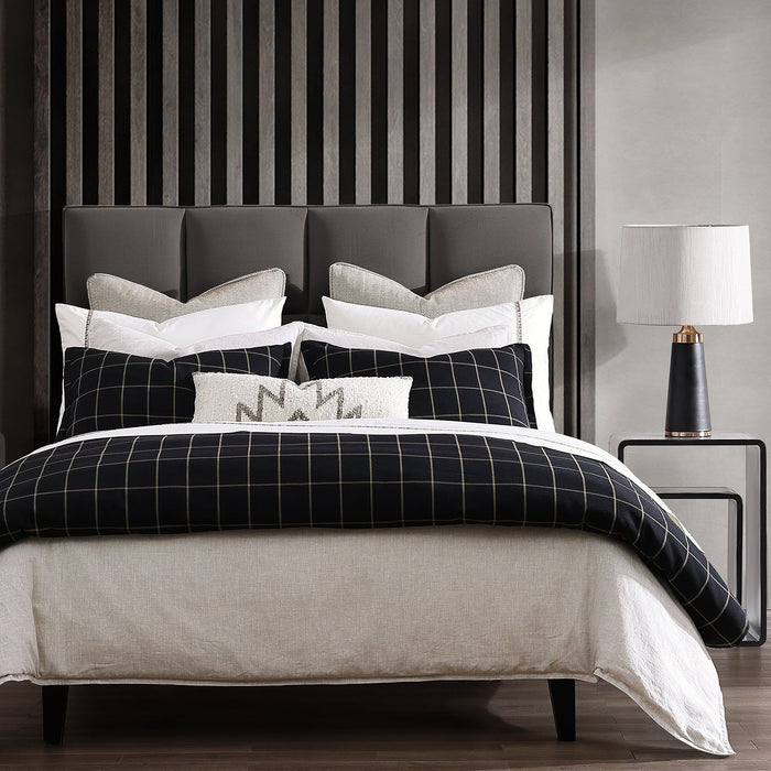 Windowpane - Full Plaid Comforter Set (Set of 3) - Black