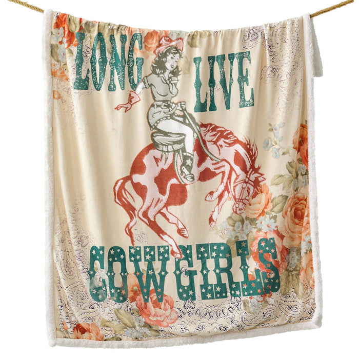 Campfire - Long Live Cowgirls Campfire Sherpa Throw - Multi Color