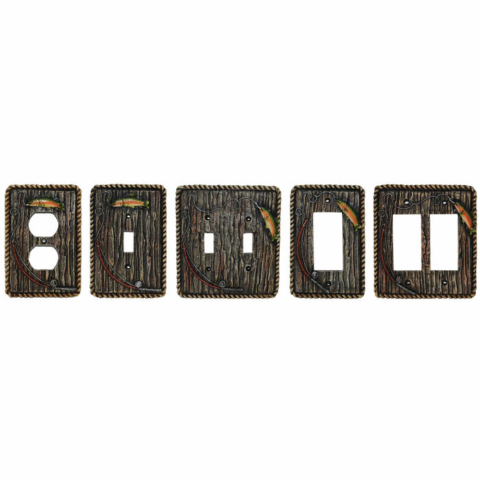 Rainbow Trout Switch Plate - 5" x 5" Double Rocker Wall Switch Plate 4 Per Carton - Multi