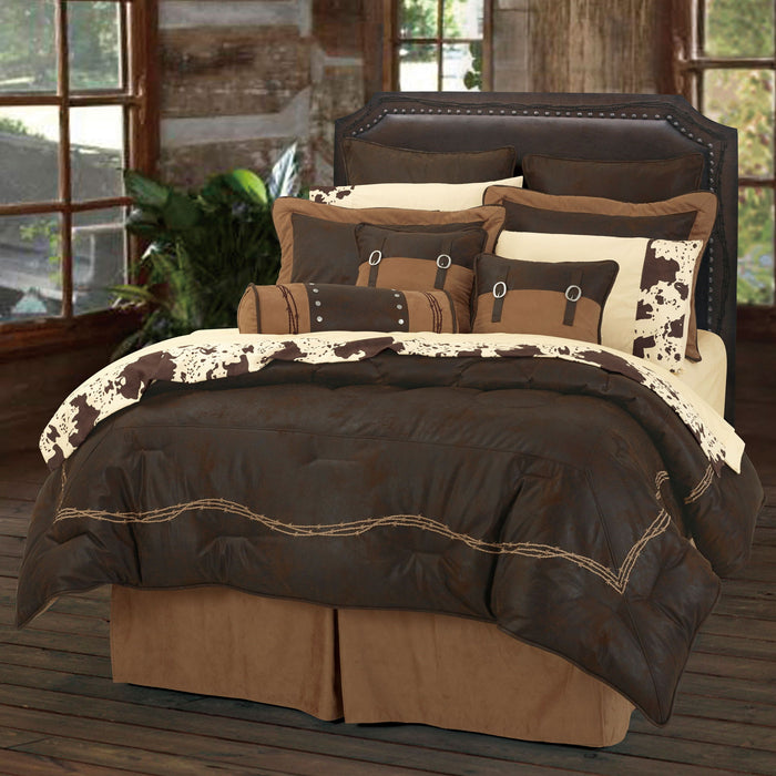 Rustic Barbwire - Twin Barbwire Comforter Set (Set of 5) - Chocolate
