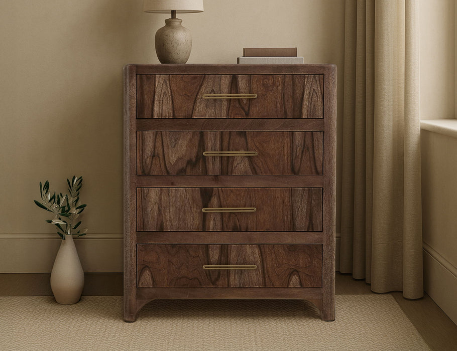Praga - 4-Drawer Chest - Almond / Barrel Brown