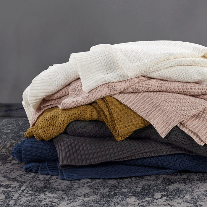 Cotton Knit - King Blanket - Slate