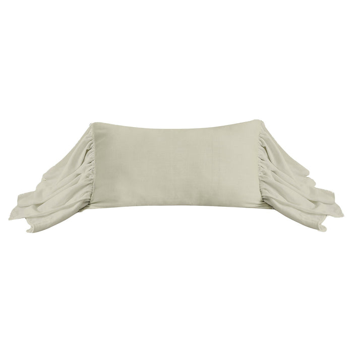 Luna - Washed Linen Long Ruffled Pillow - Light Tan