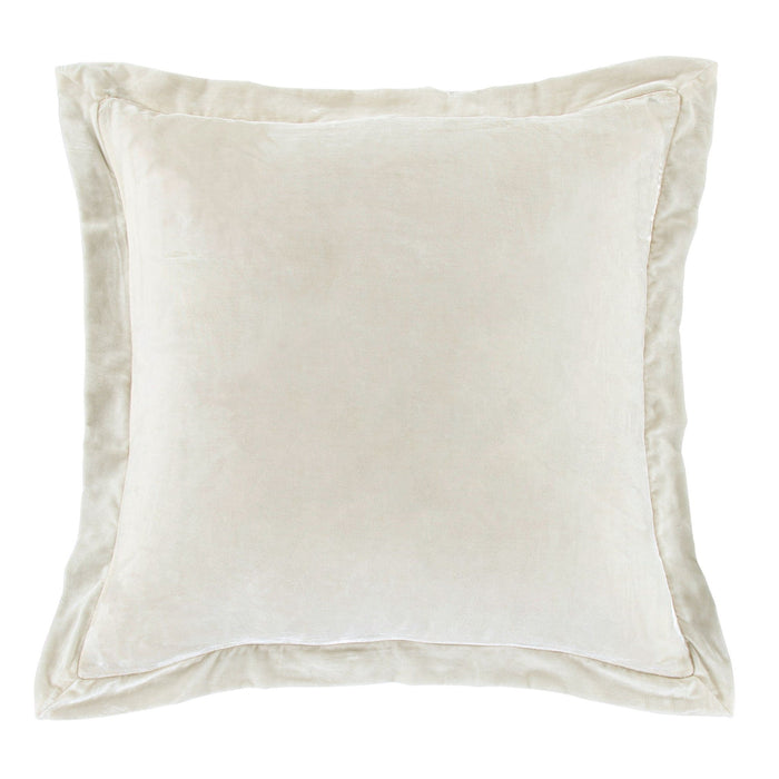 Stella - Faux Silk Velvet Flanged Euro Sham - Stone