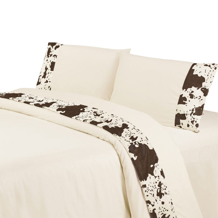 Elsa Cowhide - King 350TC Cowhide Sheet Set (Set of 4) - Cream / Dark Brown