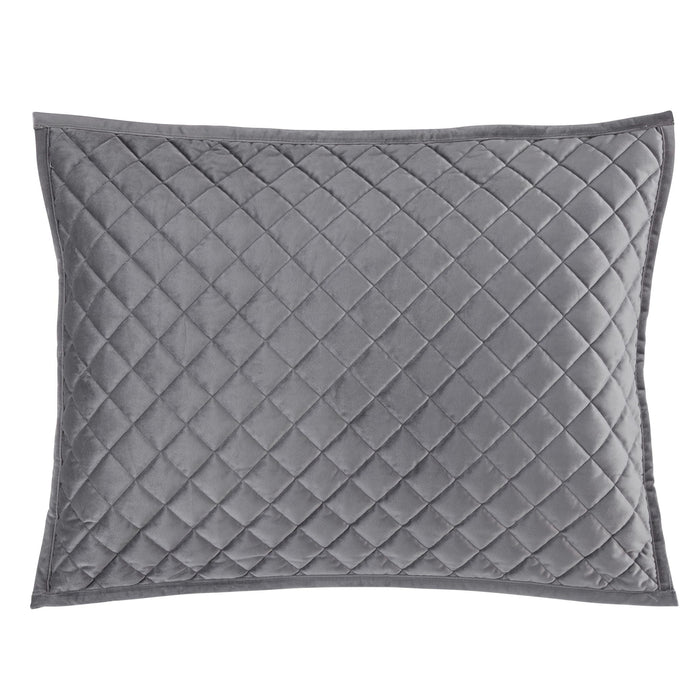 Velvet Diamond - Quilted Pillow Sham Set (Set of 2) - Gray