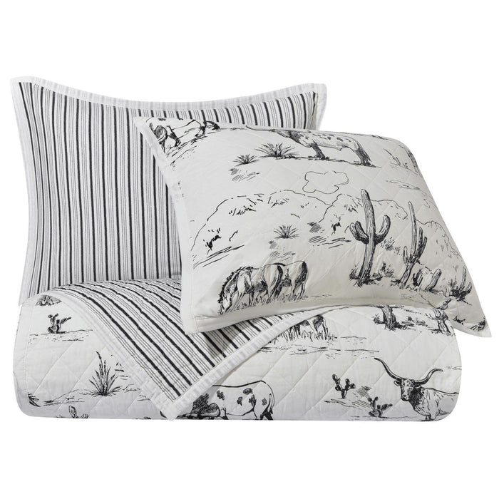 Ranch Life - Twin Western Toile Reversible Quilt Set (Set of 2) - Black