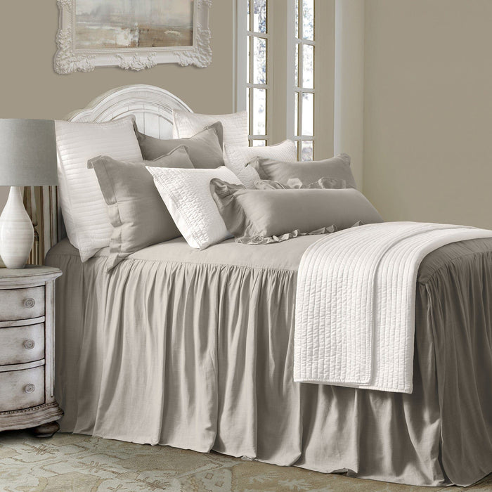 Luna - Full Washed Linen Bedspread Set (Set of 3) - Taupe