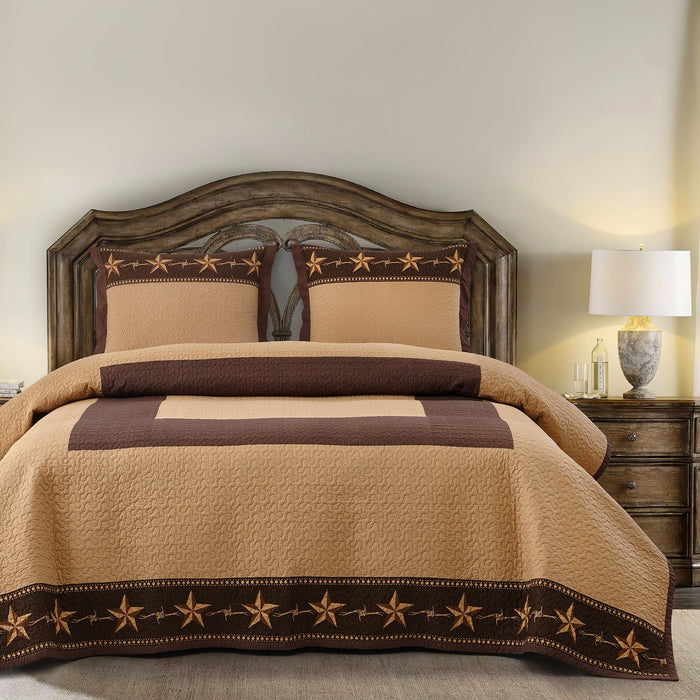 Rustic Star - Twin Star Ranch Reversible Quilt Set (Set of 2) - Brown / Tan