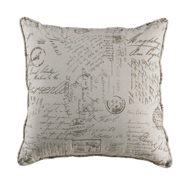 Fairfield - Printed Script Linen Euro Sham - Cream