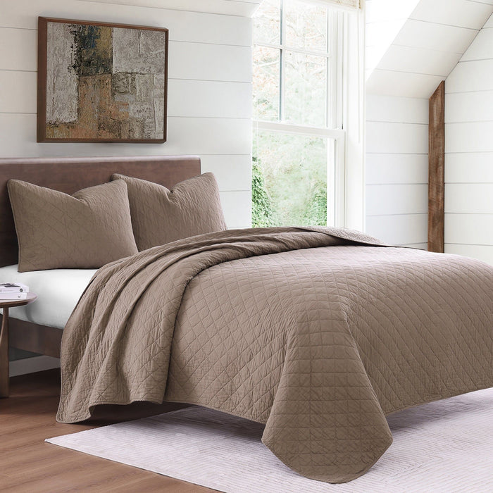 Cotton Comfort - Twin Quilt Set (Set of 2) - Mocha