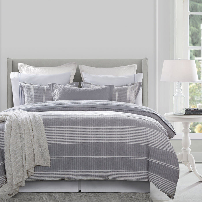 Lane - Queen Stripe Duvet Cover Set (Set of 3) - Gray