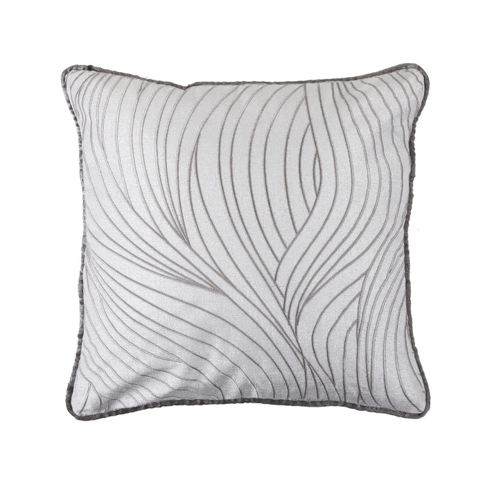Celeste - Wave Reversible Soft Velvet Throw Pillow - Silver / Gray