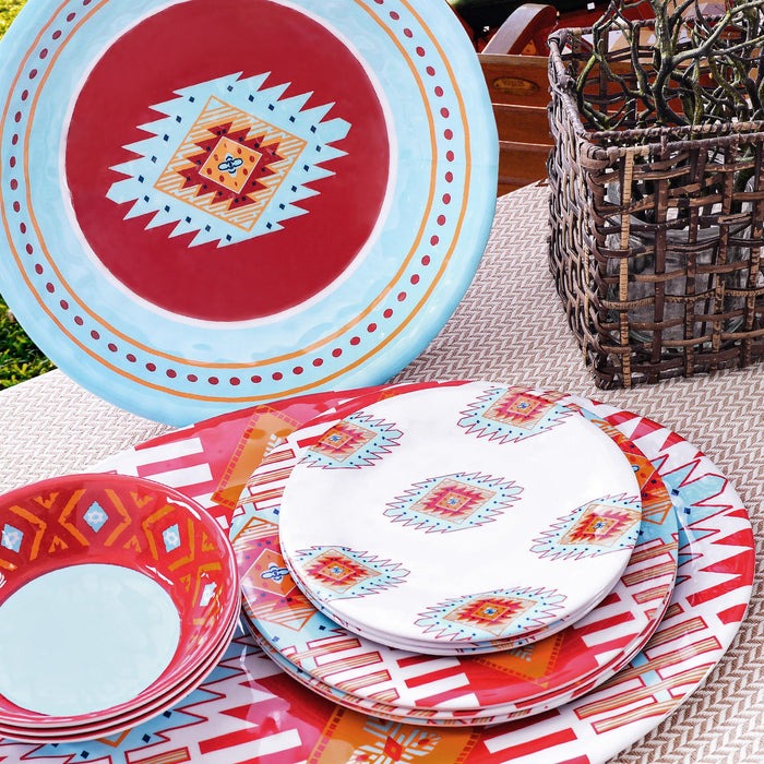 Southwest Melamine - Set (Set of 14), 2 Per Carton - Turquoise / Red