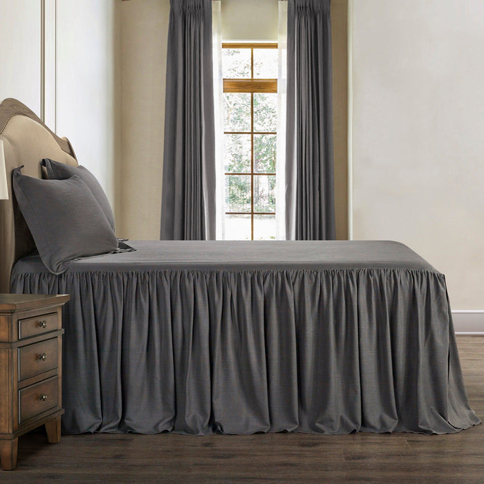 Luna - Twin Washed Linen Bedspread Set (Set of 2) - Slate