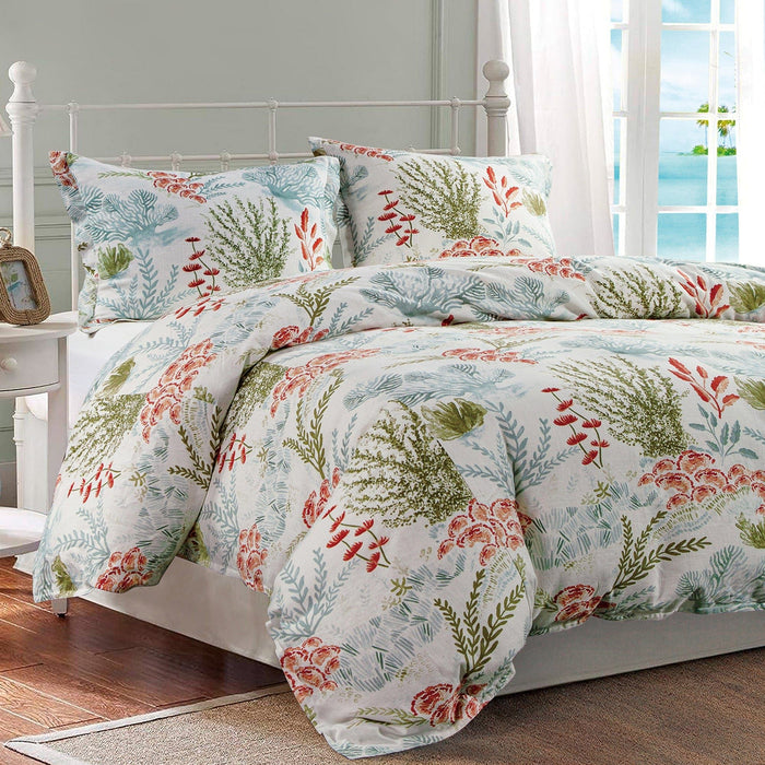 Oceania - Queen Duvet Cover Set (Set of 3) - Coral
