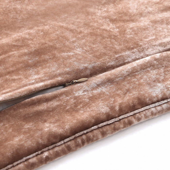 Stella - King Faux Silk Velvet Double Box Stitch Quilt Set (Set of 3) - Dusty Rose