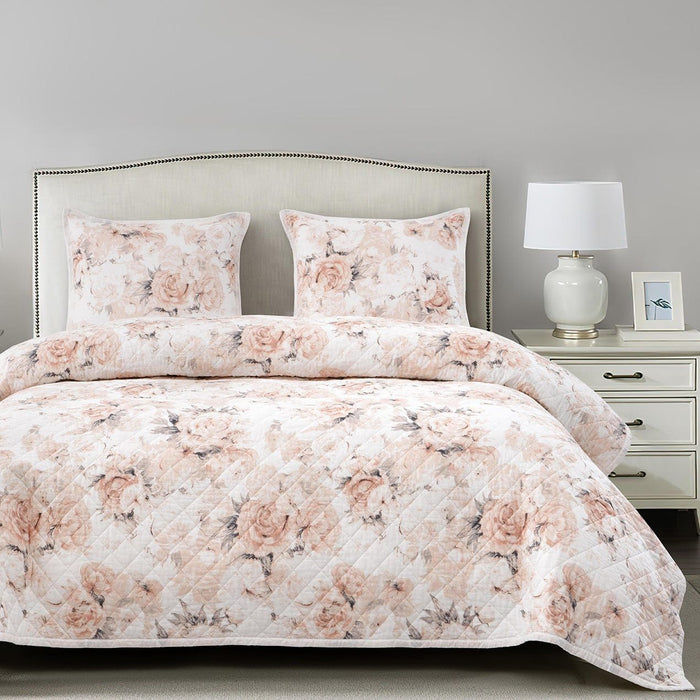 Colette - Full/Queen Reversible Quilt Set (Set of 3) - Blush