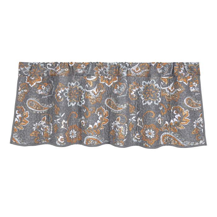 Abbie - Western Paisley Reversible Quilted Valance - Gray
