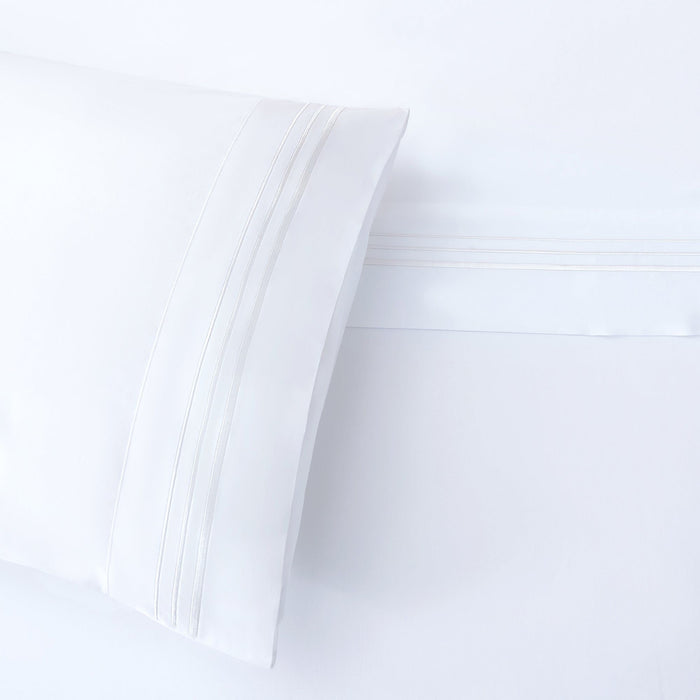 Border Embroidery - Queen Sheet Set (Set of 4) - White