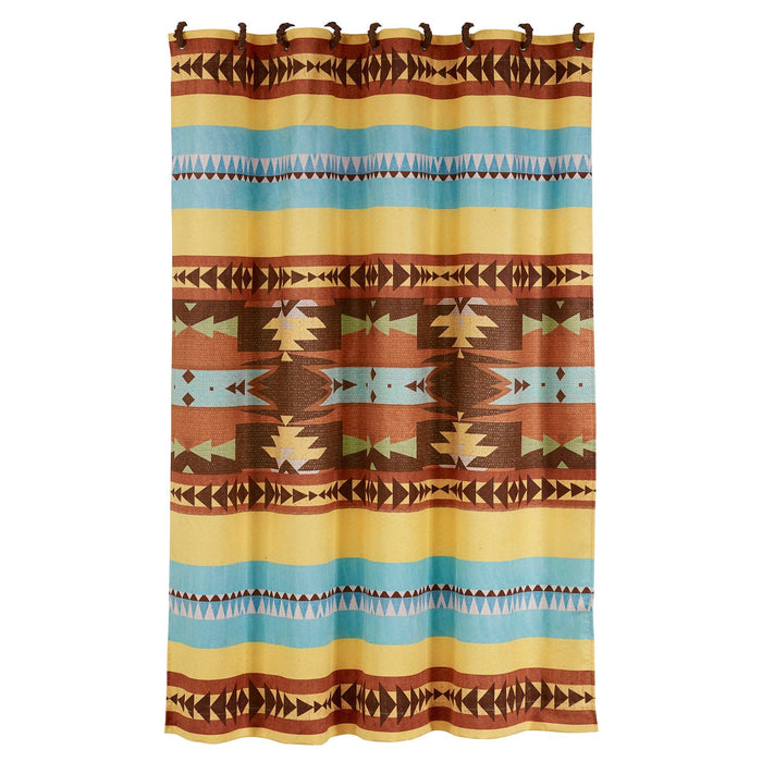 Mesa - Southwestern Shower Curtain - Blue / Yellow / Brown