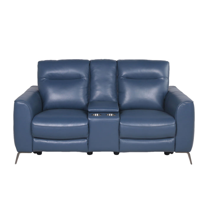Sansa - Dual Power Reclining Loveseat With Console - Blue