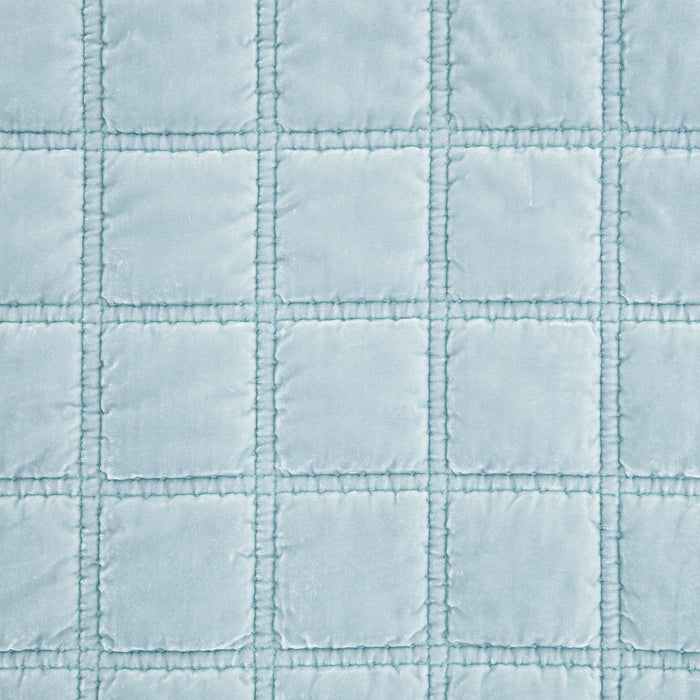 Stella - Faux Silk Velvet Double Box Stitch Throw - Icy Blue
