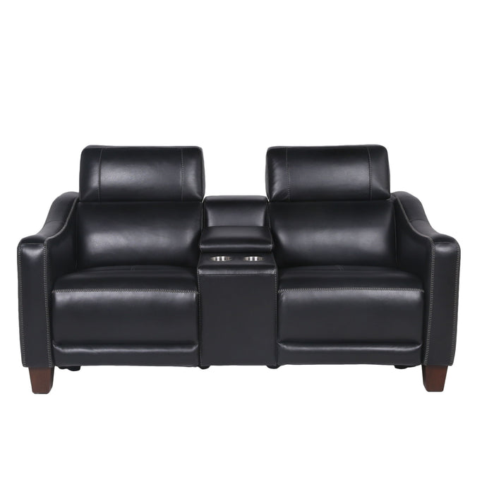 Giorno - Dual Power Console Loveseat - Black